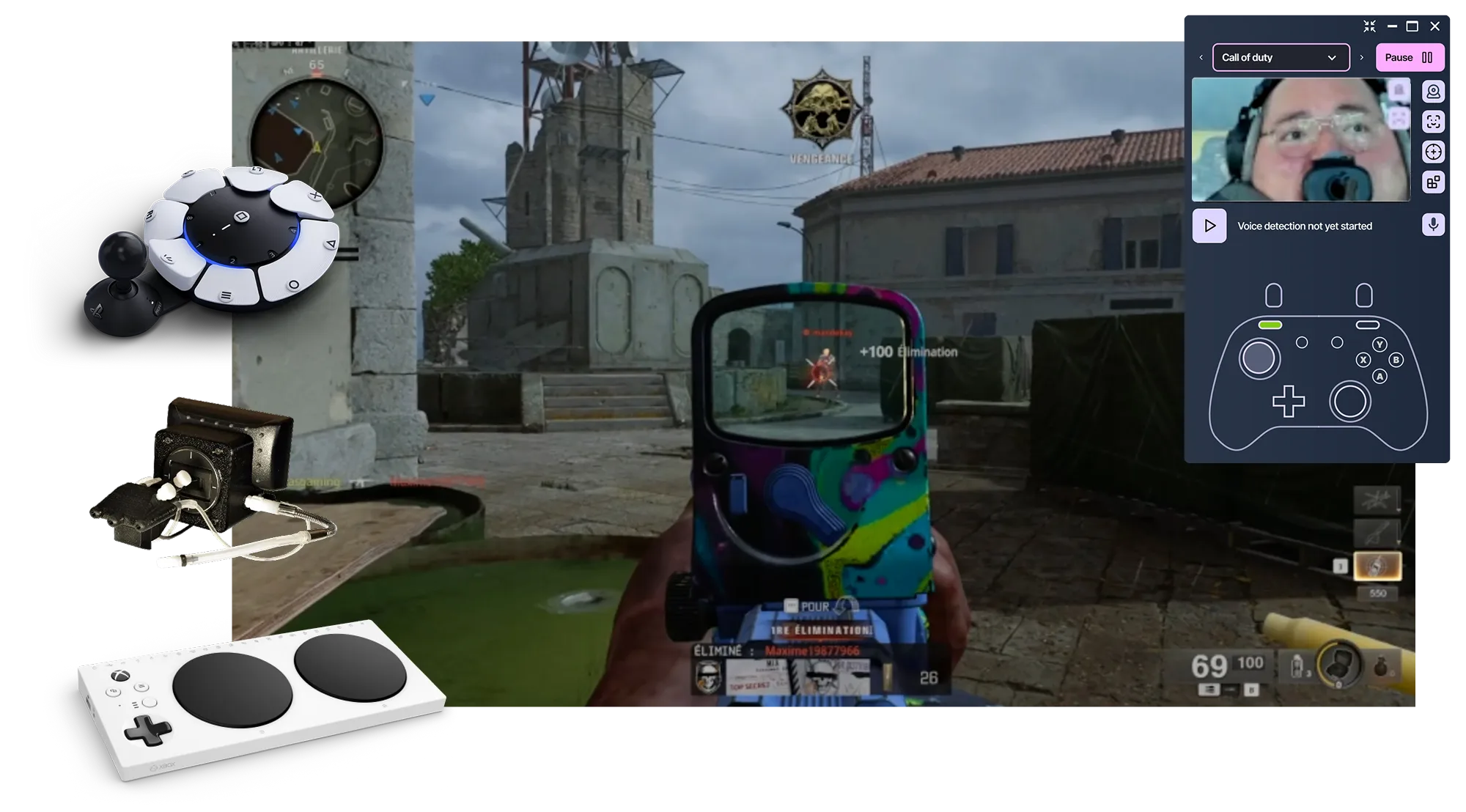 Call of Duty played with a QuadStick, Xbox Adaptive Controller, and PlayAbility